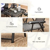 Outsunny 3 Pieces Patio Bistro Set, Outdoor Folding Table and Chairs Set, Metal Patio Furniture Set with Cup Holders(m-7)