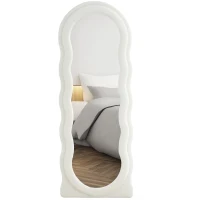 HOMCOM Floor Standing Mirror, Full Length Mirror, Free Standing, Leaning or Wall Mirror with Frame and Arched Top, White(m-9)