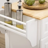 HOMCOM Triple-Cabinet Kitchen Island on Wheels, Kitchen Storage Cabinet with Drawers, Rolling Utility Cart White(m-8)