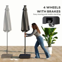 Outsunny Patio Umbrella Base with Wheels, 134 lbs Stand/88 lbs Water Filled Outdoor Umbrella Stand for 1.38/1.5/1.89" Pole, Black(m-6)