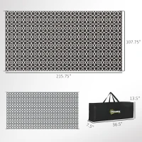 Outsunny Reversible Outdoor Rug Carpet RV Camping Rugs with Carry Bag, 9' x 18', Black & White Clover(m-3)