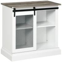 HOMCOM Farmhouse Buffet Cabinet Kitchen Sideboard with Sliding Barn Door and Adjustable Shelves for Living Room White(m-1)