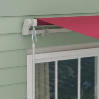 Outsunny 13' x 8' Retractable Awning, Patio Awnings, Sunshade Shelter w/ Manual Crank Handle, Wine Red(m-9)