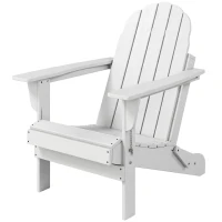 Outsunny Folding Adirondack Chair, HDPE Fire Pit Chair, Weather Resistant Outdoor Chair for Patio, Garden, Backyard, Lawn, White(m-11)