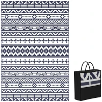 Outsunny Reversible Outdoor Rug, Waterproof Plastic Straw with Carry Bag, 6' x 9', Blue & White Geometric(m-11)