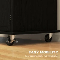 HOMCOM Modern Rolling Kitchen Island Cart with Spice Rack, Distressed Black(m-7)