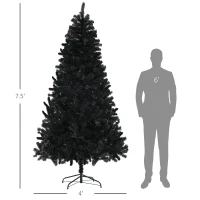 HOMCOM 7.5ft Unlit Artificial Black Christmas Tree, Holiday Decor with 1346 Branch Tips, Auto Open and Steel Base(m-3)