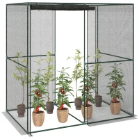 Outsunny 6' x 4' x 6' Crop Cage, Plant Protection Tent with Zippered Doors for Vegetable Garden, Backyard, Black(m-11)