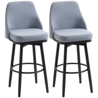 HOMCOM Bar Height Bar Stools Set of 2, Modern 360° Swivel Kitchen Chairs with Steel Legs and Footrest, 29.5 Inch Seat Height Upholstered Barstools for Kitchen Island, Light Gray(m-1)