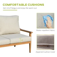 Outsunny 4 Piece Patio Furniture Set, Aluminium Outdoor Conversation Sofa Set, 2 Armchairs, 1 Loveseat Sofa, 1 Center Coffee Table, Soft Cushions for Backyard, Garden, Khaki(m-5)