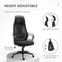 Vinsetto Mesh Office Chair with Up&Down Headrest, Ergonomic Computer Desk Chair with Adjustable Tilt Angle, Height Adjustable Swivel Seat with Lumbar Support for Office, Black(m-4)