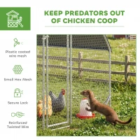PawHut 9.2' x 6.2' x 6.5' Large Chicken Coop Metal Chicken Run for Chickens with 210D Waterproof and Anti-UV Cover, Dome Shaped Walk in Fence Cage Hen House for Outdoor and Yard Farm Use, 1" Dia(m-5)