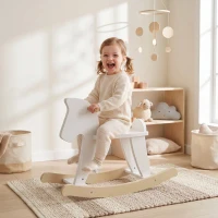 Qaba Wooden Rocking Horse Toddler Baby Ride-on Toys for Kids 1-3 Years with Classic Design & Solid Workmanship, White(m-2)