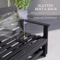 Outsunny Patio Glider Bench w/ HDPE Slatted Double Rocking Chair, Black(m-7)