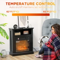 HOMCOM 27" Freestanding Electric Fireplace with Mantel, 1400W Replaceable Fireplace Insert Heater with Timer, Black(m-6)
