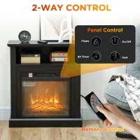 HOMCOM 27" Freestanding Electric Fireplace with Mantel, 1400W Replaceable Fireplace Insert Heater with Timer, Black(m-5)