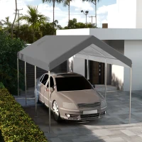 Outsunny 10 x 20ft Carport Replacement Canopy, UV Resistant Garage Car Cover with Ball Bungee Cords, Dark Grey(m-8)