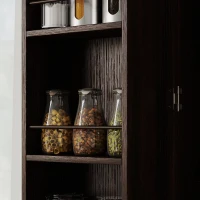 HOMCOM 72" Kitchen Pantry Cabinet, Farmhouse Kitchen Storage Cabinet with 4 Barn Doors, 6 Door Shelves, Drawer, Brown(m-11)