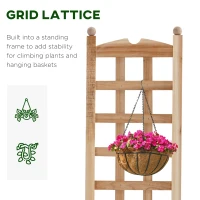 Outsunny Wooden Raised Garden Bed with Trellis, Outdoor Planter Box with Drainage Crevices for Climbing Vine Plants Flowers(m-5)