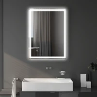 HOMCOM 32" x 24" Bathroom Mirror with LED Lights, Dimmable Makeup Mirror, Vanity Mirror with 3 Colors, Smart Touch, Anti-Fog(m-10)