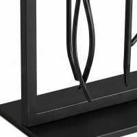 Outsunny Fireplace Tools Set 5 Pieces Metal Fire Place Kit with Brush, Shovel, Poker, A Pair of Tongs, Stand, Black(m-8)
