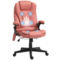 Vinsetto 6 Point Vibrating Massage Office Chair with Heat, Microfiber Massage Desk Chair with Reclining Backrest, Orange-red(m-11)