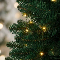 HOMCOM Artificial Pencil Christmas Tree Set of 3, Pre-Lit Christmas Trees with PVC Tips and Warm White LED Lights, Green(m-9)