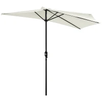 Outsunny 9ft Half Patio Umbrella Round Balcony Umbrella Waterproof Window Sun Shade w/ 5 Ribs Beige(m-2)