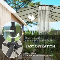 Outsunny 173" Double-Sided Sun Umbrella Garden Parasol Patio Sun Shade Outdoor with LED Solar Light, Cream White(m-6)