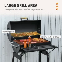 Outsunny 30" Charcoal Barbecue Grill with Wheels Outdoor Barbecue with Adjustable Charcoal Rack, Storage Shelf, Wheel, for Garden Camping Picnic(m-4)