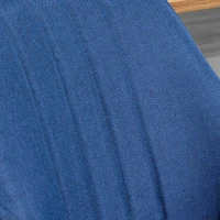 HOMCOM Dining Chairs Set of 2, Upholstered Linen Fabric Accent Chairs with Metal Legs, Dark Blue(m-7)