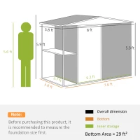 Outsunny 8 x 4ft Outdoor Garden Shed, Metal Shed with Air Vents and Lock for Backyard, Garden, Patio, Dark Gray(m-3)