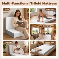 HOMCOM Foldable Mattress Twin Size, 6 Inch Tri Fold Memory Foam Mattress with Washable Cover & Non-Slip Bottom, 75" x 38" x6"(m-7)