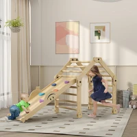 Qaba 4 in 1 Indoor Toddler Climbing Toys for 18-48 Months with Ramp & Seesaw(m-2)