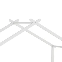 Qaba Twin Bed Frame, Solid Wood Montessori House Bed with Roof, Safety Guardrail for Girls Boys, No Box Spring Needed, White(m-10)