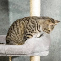 PawHut Cat Tree Floor to Ceiling Cat Tower Height Adjustable( 85-101 Inches), Tall Large Cat Climbing Activity Center with Scratching Posts Cat Condo Cozy Bed, Grey(m-9)