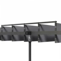 Outsunny 12.8' x 9.7' Outdoor Pergola with Retractable Roof, Aluminium Louvered Pergola Canopy Gazebo for Lawn Garden Patio, Grey(m-9)