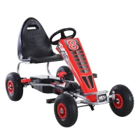 Aosom Pedal Go Kart Children Ride on Car  Racing Style with Adjustable Seat, Rubber Wheels, Handbrake, Clutch(m-3)