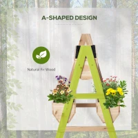 Outsunny 3 Tier Verctial Raised Garden Bed, Wooden Elevated Planter Box with Fabric Liner and Drainage Holes, for Vegetables, Herbs, Flowers, Natural(m-6)