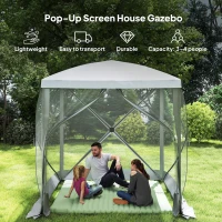 Outsunny Pop-Up Tent, Foldable Screen Tent with Carry Bag, Zippered Door and Ground Stakes, Fits 3-4 People, Light Grey(m-7)
