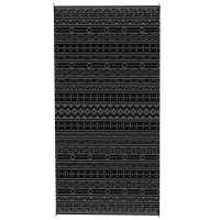 Outsunny Reversible Outdoor Rug, Waterproof Plastic Straw with Carry Bag, 9' x 18', Black & Gray Geometric Wall