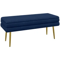 HOMCOM 39" Storage Ottoman, Velvet End of Bed Bench with Steel Legs, Foot Stool with Storage for Bedroom, Living Room(m-9)