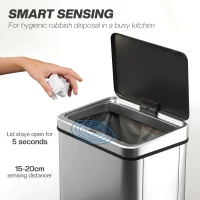 HOMCOM 10.6 Gal (40 L) Automatic Garbage Can w/ Soft-Close Lid, Trash Can with Fingerprint Resistant Stainless Steel, Silver(m-4)