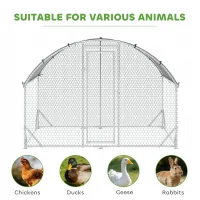 PawHut 9.2' x 6.2' x 6.5' Large Chicken Coop Metal Chicken Run for Chickens with 210D Waterproof and Anti-UV Cover, Dome Shaped Walk in Fence Cage Hen House for Outdoor and Yard Farm Use, 1" Dia(m-8)