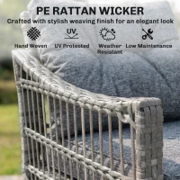 Outsunny 3 Piece Outdoor PE Rattan Rocker Chair Set, Rocking Chair with Tempered Glass Table Top, Gray(m-5)