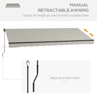 Outsunny 15' x 10' Retractable Awning, 280gsm UV Resistant Sunshade Shelter, for Deck, Balcony, Yard, Light Grey(m-4)