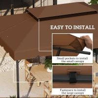 Outsunny Model 84C-101 or 84C-144 13' x 10' Gazebo Replacement Canopy, Gazebo Top with Double Vented Roof (TOP ONLY), Coffee(m-5)