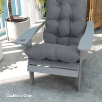 Outsunny Adirondack Chair Cushions Set of 2, Tufted High Back Patio Non-Slip Cushions for Adirondack Chairs, Gray(m-9)