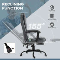 Vinsetto 7-Point Vibrating Massage Office Chair High Back Massaging Office Desk Chair with Lumbar Support, Footrest, Gray(m-5)