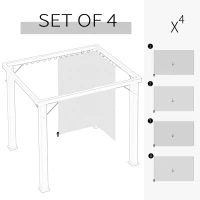 Outsunny 9.84' x 11.8' Gazebo Sidewall Set with Hooks/C-Rings, Gray(m-7)